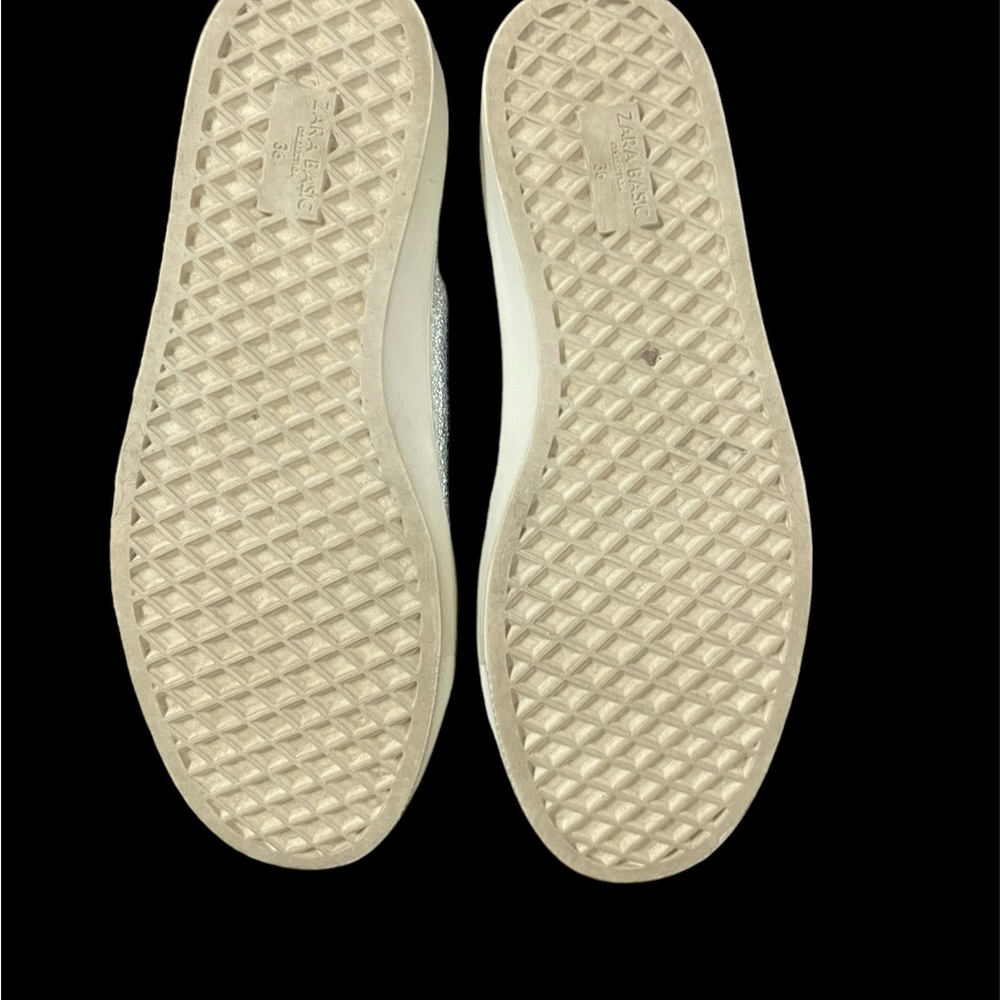 Zara Basic Collection Ladies Silver Glitter Sneak… - image 4